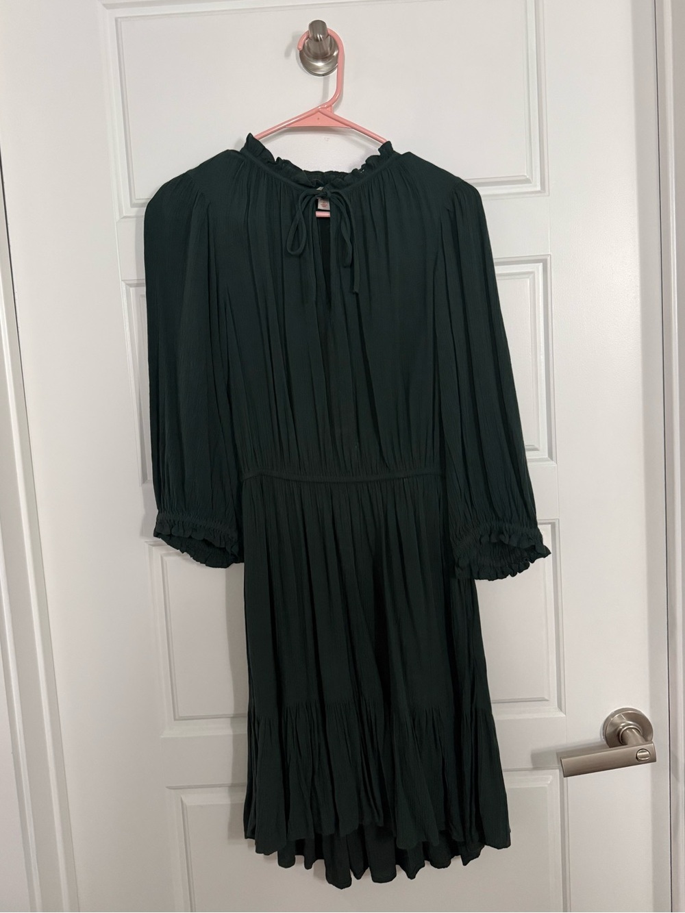Women's Dark Green Long Sleeve Tiered Dress